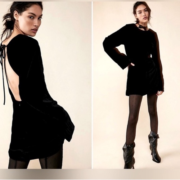 Free People Dresses & Skirts - NWOT FREE PEOPLE MINI VELVET DRESS SIZE S BLACLESS